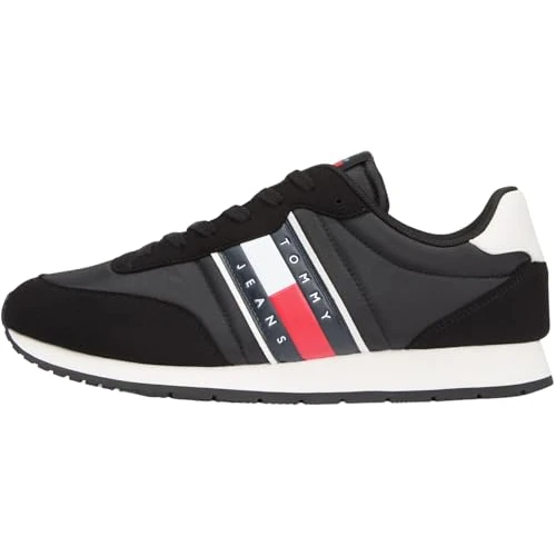 Zeitlich begrenztes Angebot: Tommy Jeans Herren Runner Sneaker Classic Runner zum Schnüren, Schwarz (Black), 43 von 89.90 € auf 62.95 € (30% Rabatt)
