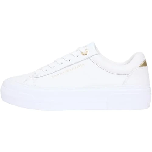 Offerta a tempo: Tommy Hilfiger Donna Sneakers con Suola Preformata Foxing con Lacci, Bianco (White), 40 - 46% da 109.90 € a 58.99 €