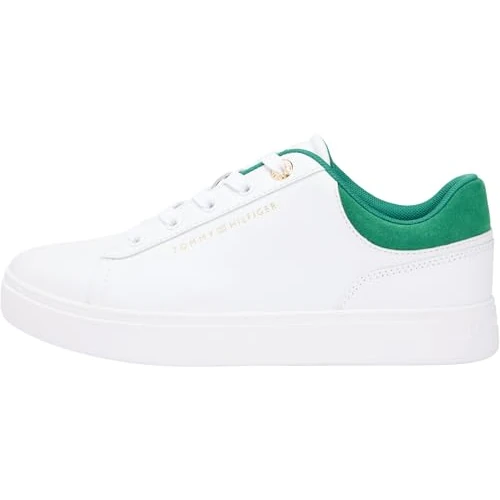 Oferta limitada: Tommy Hilfiger Tenis Casuales con Suela de Copa para Mujer, FW0FW09020, Parte Superior Baja, Color Blanco (Blanco/Verde), 39, Blanco, Blanco, Verde, 39 EU de 99.90 € a 99.90 € (ahorro 0.00%)