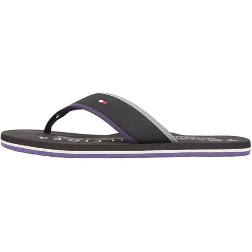 Tommy Hilfiger Men HILFIGER TUMBLE BEACH SANDAL FM0FM05710 Flip Flops, BLACK (Black), 45