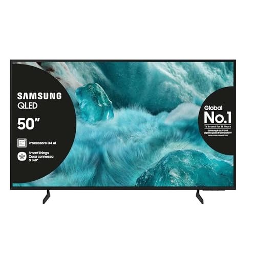 Offerta a tempo: Samsung QLED 4K Vision AI Smart TV 50'' QE50Q7F4AUXZT, Q4 Processor, 100% Volume Colore con Quantum Dot, Motion Xcelerator, OTS Lite & Adaptive Sound, SlimLook Design, 2025 - 39% da 599.00 € a 366.99 €