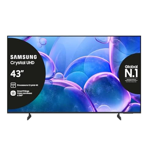 Offerta a tempo: Samsung Crystal UHD 4K Smart TV 43'' UE43U7000FUXZT, Crystal 4K Processor, HDR, Smart Experience, OTS Lite & Adaptive Sound, Metal Stream Design, 2025 - 26% da 379.00 € a 279.95 €
