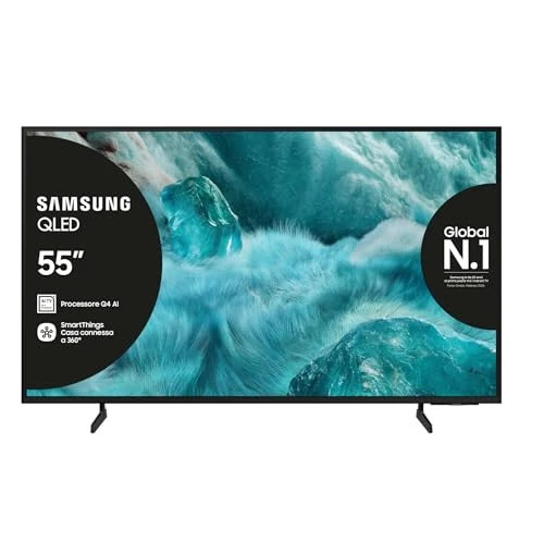 Offerta a tempo: Samsung QLED 4K Vision AI Smart TV 55'' QE55Q7F4AUXZT, Q4 Processor, 100% Volume Colore con Quantum Dot, Motion Xcelerator, OTS Lite & Adaptive Sound, SlimLook Design, 2025 - 9% da 429.00 € a 389.00 €