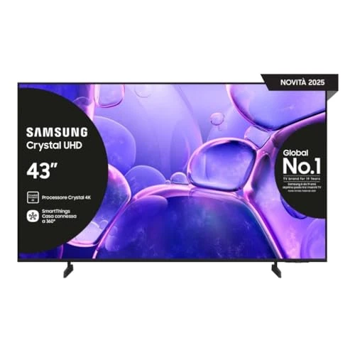 Offerta a tempo: Samsung Crystal UHD 4K Smart TV 43'' UE43U8090FUXZT, Crystal 4K Processor, HDR, Smart Experience, OTS Lite & Adaptive Sound, Metal Stream Design, 2025 - 30% da 429.00 € a 298.99 €