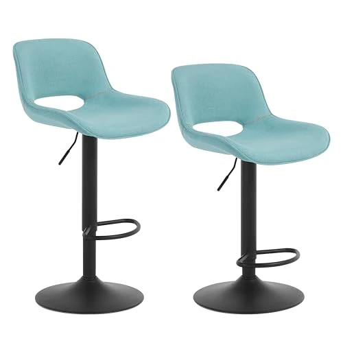 Offerta a tempo: WOLTU Set di 2 Sgabelli da Cucina, Sedia da Bar in Lino, Sgabello Regolabile in Altezza, con Schienale, Seduta Imbottita Girevole a 360°, per Bistrot, Pub, Base in Metallo, Blu, BH438bl-2 - 20% da 99.99 € a 79.99 €