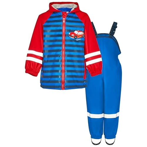Playshoes Regen-Set Regenlatzhose Chándal impermeable, coche de carreras azul, 104 (Paquete de 2) Unisex-niños y niños, Coche de carreras Azul, 104 cm