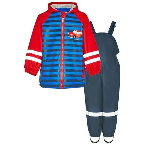 Playshoes Regenlatzhose - Traje de lluvia, para coche de carreras marina, 86 (juego de 2) unisex para niños, Coche de carreras marinas, 86 cm