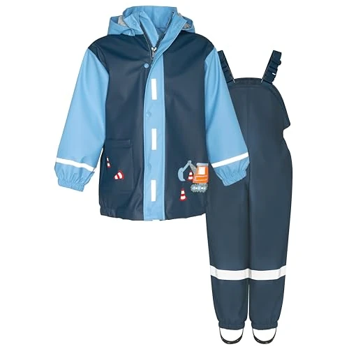Playshoes Regen-Set Regenlatzhose Rain Suit, Construction Site, 140 (Pack of 2) Unisex Child, Construction site, 140 cm