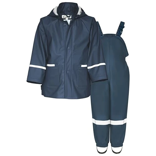 Playshoes Two Piece Waterproof Rain Suit Mud Suit, Basic Marine, 74