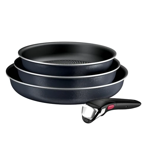 Offerta a tempo: Tefal Ingenio Enjoy - Set di 3 padelle 22/24/28 cm + Manico Rimovibile, induzione Antiaderente, Rivestimento Titanio, Thermo-Signal, Riscaldamento rapido, Lavabile in lavastoviglie e Forno - 0.00% da 76.96 € a 76.96 €