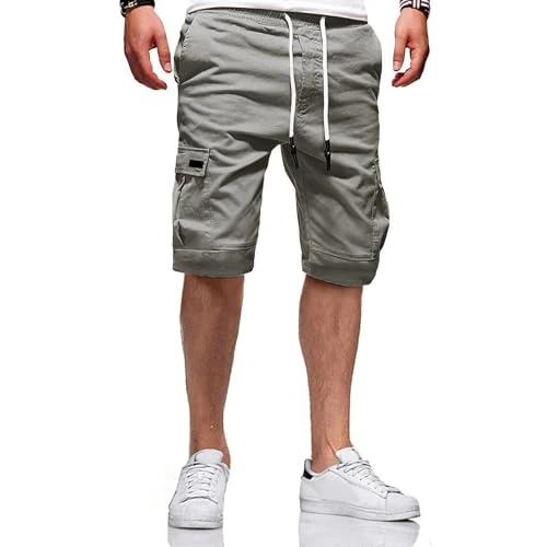 Offerta a tempo: JACKETOWN Pantaloncini Uomo Pantaloncini Cargo Uomo Bermuda in Cotone Pantaloni Casual Estivi Elasticizzati in Vita con Tasche - 5% da 29.99 € a 28.49 €