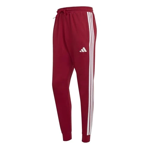 adidas Homme Essential Three Stripes French Terry Pant, Active Maroon/White, XS