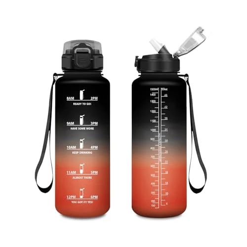 Limited-time offer: KollyKolla Sports Bottle 1.5 L, Sports Water Bottle with Straw, Suitable for Carbonated Drinks, Water Bottle, Leak-Proof with Time Marking, Sports Water Bottle for Fitness, Gym, Gym, Fizz, Camping from 50.98 £ to 12.25 £ (save 75.97%)