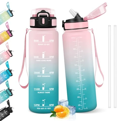Limited-time offer: HoneyHolly Drinking Bottle 1 L, Leak-Proof, Suitable for Carbonated Drinks, Water Bottle, BPA-Free, Sports Bottle with Straw, Sports Water Bottles for Running, Bike, Fitness from 18.80 £ to 18.80 £ (save 0.00%)