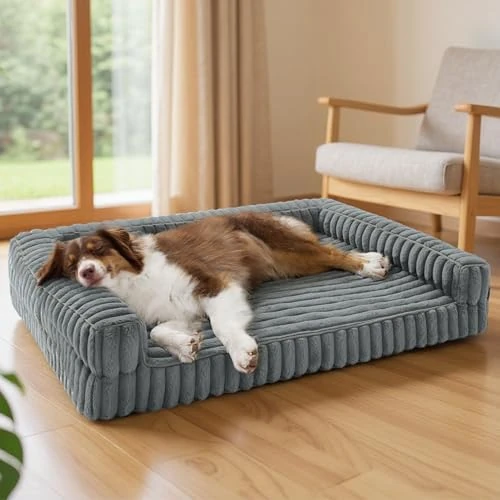 Oferta limitada: Bedsure Cama Perro Ortopédica Grande - 89x64x18cm Camas para Perros Tipo Sofá con Espuma Viscoelástica y Bordes, Impermeable, Base Antideslizante, Funda de Pana Extraíble y Lavable, Gris de 45.99 € a 45.99 € (ahorro 0.00%)