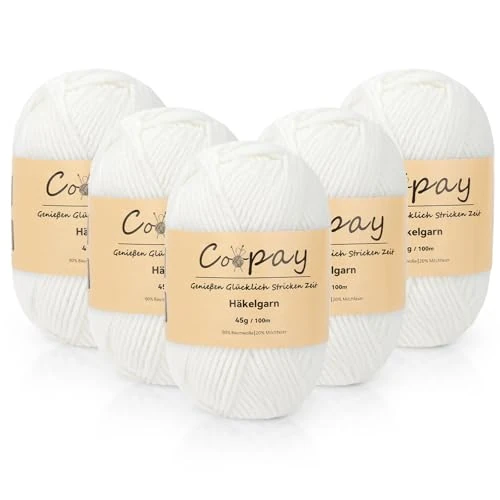 Oferta ograniczona: Coopay Wełna do szydełkowania, 225 g (5 x 45 g), miękka przędza do szydełkowania, 5 włóczka do robienia na drutach, dla początkujących, super miękka włóczka do szydełkowania i robienia na drutach z 19.99 EUR na 11.99 EUR (znizka 40%)