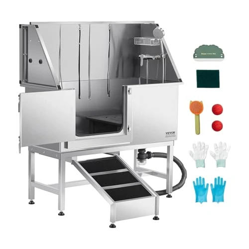 Offerta a tempo: VEVOR Stazione di Lavaggio per Cani in Acciaio Inox, Vasca per Toelettatura per Animali Domestici di Grandi, Medie e Piccole Dimensioni da 127 cm con Rampa, Pannello Filtro per Acqua, Porta Sinistra - 19% da 1031.11 € a 840.22 €