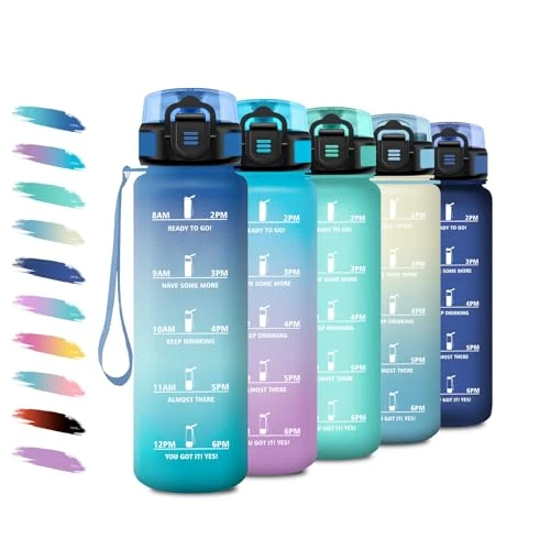 KollyKolla Borraccia 500ml, Borraccia Bambini con Filtro, Bottiglia Acqua Motivazionale con Scala Temporale, Facile Pulizia, Bottiglia Scuola per Ufficio, Bambini, Campeggio, Viaggio, Corsa, Ciclismo