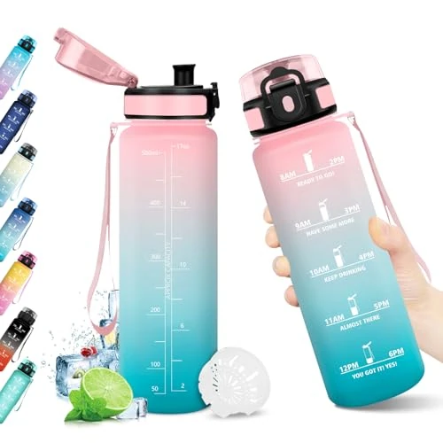 Limited-time offer: KollyKolla 500 ml Sports Bottle with Time Mark, Water Bottle with Filter, Reusable, BPA-Free Water Bottle for Children, Office, Bicycle, Yoga, Running, Gym, School, Travel from $27.58 to $27.58 (save 0.00%)