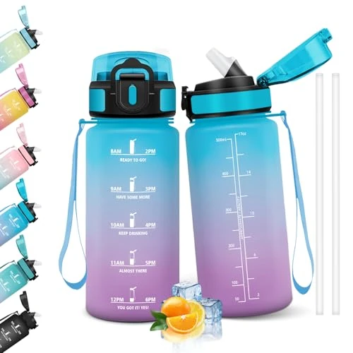 Zeitlich begrenztes Angebot: HoneyHolly Trinkflasche 500ML, Auslaufsicher, Trinkflasche Kohlensäure Geeignet, Wasserflasche BPA-Frei, Sportflasche mit Strohhalm, Trinkflaschen Sport für Kinder, Schule, Büro von 10.04 € auf 10.04 € (0.00% Rabatt)