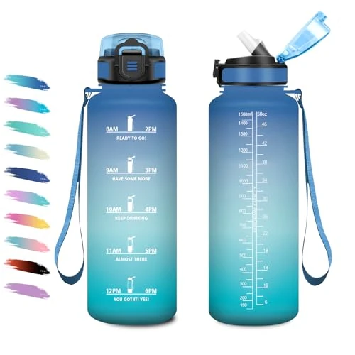 Oferta limitada: Botella Agua Deporte 1.5L, Cantimploracon Marcador de Tiempo, Fácil de Limpiar, Reutilizable, Motivacional Botella y Prueba de Fugas, Cantimplora para Oficina, Adultos, Bicicleta, Senderismo de 19.99 € a 19.99 € (ahorro 0.00%)