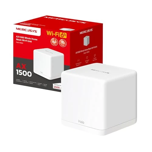 Oferta limitada: Mercusys Mesh WiFi Router 6 AX1500Mbps, 3 Gigabit WAN/LAN Ports, Parental Control, WiFi Mesh Router and Ap, Connects up to 100 Devices, Coverage up to 230 m², Halo H60X (1 Pack) de 44.99 € a 37.99 € (ahorro 16%)