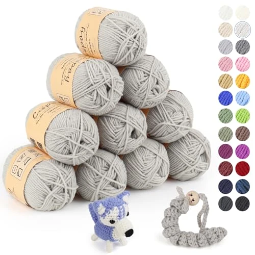 Offerta a tempo: Coopay - Gomitolo di lana per uncinetto, 450 g (10 x 45 g), morbido filato all'uncinetto, 5 gomitoli sfumati, lana baby super morbida per lavori a maglia, per principianti e lavori a maglia, colore - 20% da 23.99 € a 19.19 €