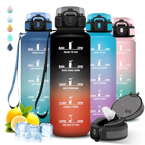 Sportowa Butelka Na Wodę, 1,5-Litrowa Butelka ze Słomką, łatwa Do Czyszczenia, Szczelna, Z Motywującym Hasłem, Butelka ze Znacznikiem Czasu, Na Piesze Wycieczki