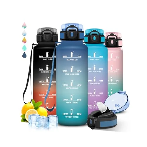 Limited-time offer: Grsta Sports Water Bottle, 1.5 Litres, Water Bottle with Straw, Easy to Clean, Leak-Proof Bottle, with Motivational Slogan, Water Bottle with Time Marking, for Fitness, Hiking from 20.33 £ to 15.86 £ (save 21.99%)
