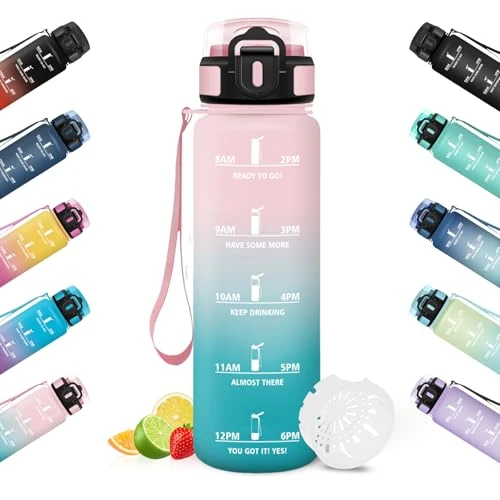 Honeyholly Drinkfles, 500 Ml, Lekvrij, Motiverende Drinkfles, Herbruikbaar, Eenvoudig En Draagbaar, Waterfles Voor Hardlopen, Fietsen, Werk, School, Flessen