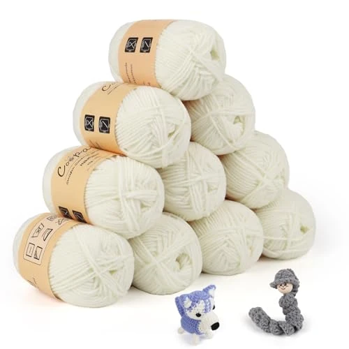 Oferta ograniczona: Coopay Wełna do szydełkowania, 450 g (10 x 45 g), miękka przędza do szydełkowania, 5 włóczka do robienia na drutach, dla początkujących, super miękka włóczka do szydełkowania i robienia na drutach z 24.99 EUR na 14.99 EUR (znizka 40%)