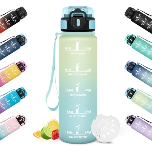Limited-time offer: HoneyHolly Sports Water Bottle, 500 ml Waterproof Design with Time Scale, Bottle, Reusable, Lightweight, Graduated Water Bottle for Running, Cycling, Working, School from 15.84 GBP to 15.84 GBP (save 0%)