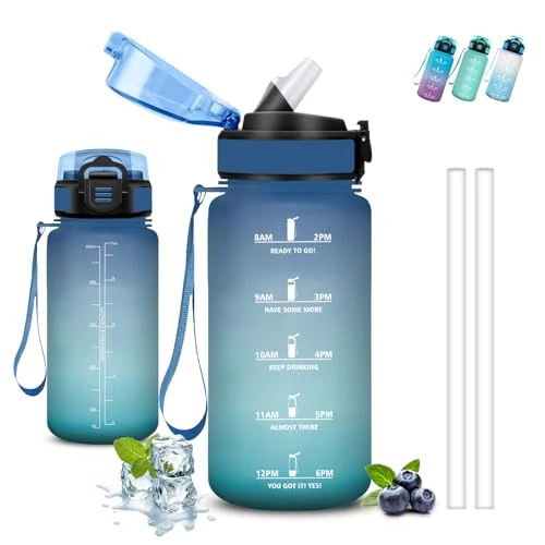 Oferta limitada: Botella agua Niños, Botella Agua 500ml, A Prueba de Fugas, Cantimplora Infantil, Con Escala de Tiempo, Fácil de Limpiar, Cantimplora con Pajita, para la Escuela, Cafetería, Deportes, Oficina, Acampada de 13.99 € a 13.01 € (ahorro 7%)