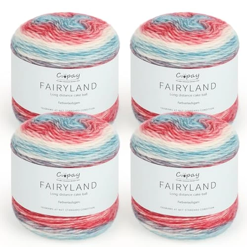 Tijdelijke aanbieding: Coopay Gradiëntgaren, 400 g (4 x 100 g) wol voor haken, meerkleurig kleurverloopgaren, mooi kleurverloopwol, super zacht haakgaren, wol voor breien, elegante truien, hoeden, sjaal - rood blauw van 35.99 EUR naar 35.99 EUR (korting 0%)