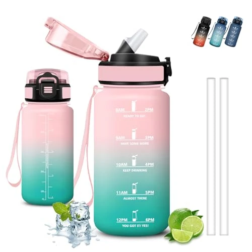 Offre limitée : Gourde, 500ml Gourde Enfant, Gourdes avec Paille, Anti Fuite, Gourdes Graduée pour 1 Journee, Facile à Transporter, Gourd Motivation, avec Slogan de Motivation, Bouteille pour École, Camping, Bureau de 13.99 € à 12.12 € (13% de remise)