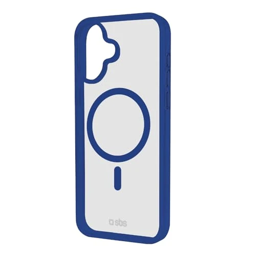 SBS Mag Frame Case - Cover MagSafe per iPhone 16 - Flessibile e Resistente, Protezione Antiurto e Antigraffio, Protezione Fotocamere, Materiale TPU, Design Slim, Trasparente e Blu