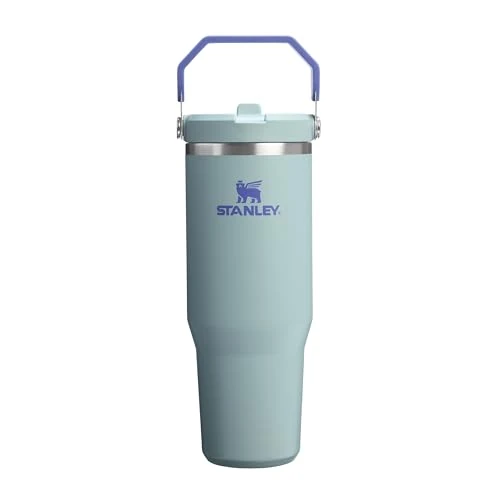 Stanley 1913 Flip Straw Tumbler 1.0 Waterfles Met Rietje 0.89L - Houdt 12+ Uur Koud - Roestvrijstalen Drinkfles - BPA-Vrij - Gemakkelijk Mee Te Nemen - Vaatwasmachinebestendig - Blue Cactus