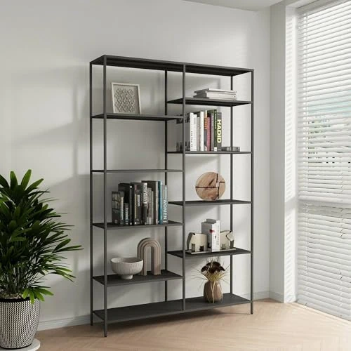 Offerta a tempo: Dmora - Libreria Albicocca, Scaffale da ufficio, Mobile portalibri, Biblioteca, 120x30 h188 cm, Ardesia - 52% da 235.99 € a 113.99 €
