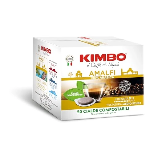 Kimbo, Le Meraviglie del Gusto Amalfi 100% Arabica, 50 Kaffeepads, Feiner Kaffee, Stärke 9/13, Mittel-dunkle Röstung, 1 Packung mit 50 Pods