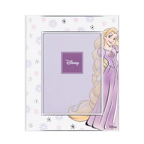 VALENTI & CO. - Disney Princess Rapunzel - Holzrahmen 13 x 18 cm - Tischbilderrahmen mit Details aus Silber - Geschenkidee Geburt Mädchen oder Taufgeschenk - Bilderrahmen für Kinderzimmer Mädchen