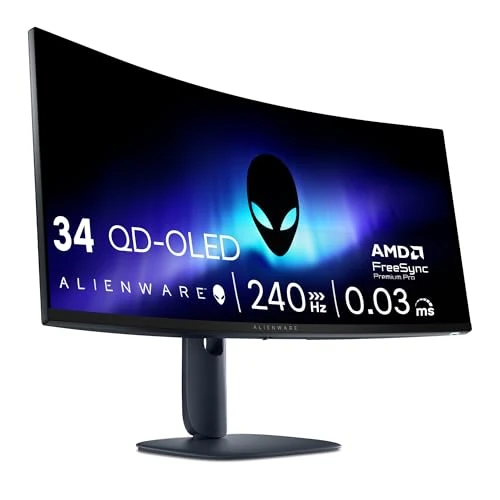 Offre limitee: Alienware 34 Écran PC Gaming - AW3425DW, WQHD (3440x1440), 21:9 1800R Incurvé, 240Hz, QD OLED, 0.03ms, Compatible NVIDIA G-Sync, AMD FreeSync Premium Pro, HDR True Black 400, USB-C, Garantie 3 Ans de 799.00 EUR a 627.98 EUR (economie 21%)