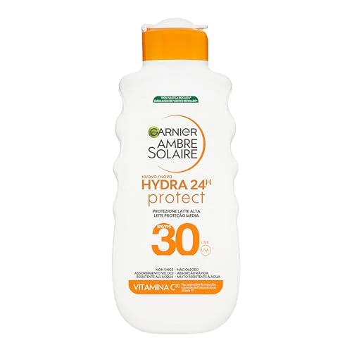 Zeitlich begrenztes Angebot: Garnier Ambre Solaire Hydra 24H Protect Milch, SPF30, 175 ml, fettfrei, wasserfest, Vitamin E, zugelassen von Cruelty-Free International von 12.47 € auf 12.47 € (0.00% Rabatt)