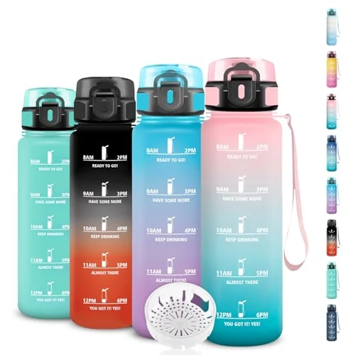 Butelka dla dziewczynki, butelka na wodę o pojemności 500 ml, bez wycieków, motywacyjna butelka na wodę, łatwa do przenoszenia, butelka na wodę z czasami picia, butelka na wodę do uprawiania sportu