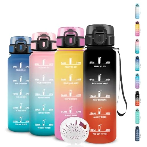 Offerta a tempo: Borraccia - 500ml - Borraccia Bambina, Borraccie Motivazionale, Senza Perdite, Facile da Trasportare, Borracce Orari con Filtro, Bottiglie Graduata, Facile da Pulire, per Corsa, Campeggio, Scuola - 0.00% da 7.71 € a 7.71 €