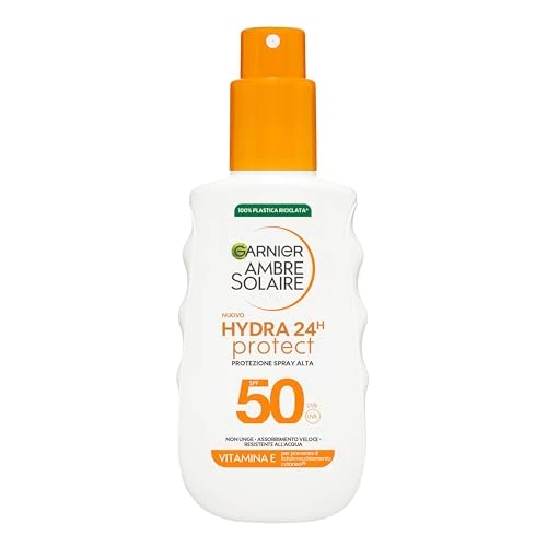 Oferta limitowana: Garnier Hydra 24H spray do ochrony przeciwsłonecznej, do wszystkich rodzajów skóry, ochrona przed promieniowaniem UV i nawilżenie do 24H, działanie przeciwstarzeniowe, z SPF 50+ i witaminą E, Ambre z 74.13 zł na 74.13 zł (oszczędź 0.00%