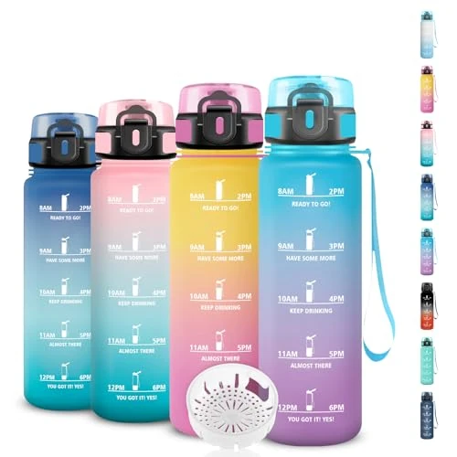 Zeitlich begrenztes Angebot: Grsta 500ml Trinkflasche Kinder, Leicht zu Reinigen, Trinkflasche mit Uhrzeit, Wasserflasche mit Zeitmarkierung, Wasserflasche Auslaufsicher, Flasche Erwachsene für Schule, Camping, Reisen von 8.58 € auf 8.58 € (0.00% Rabatt)