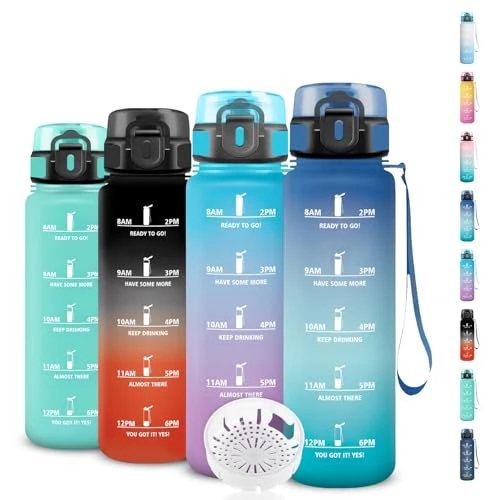 Offerta a tempo: Borraccia, Borraccia 0,5 litri, Borraccie Senza Perdite, Bottiglia Motivazionale, Facile da Trasportare, Borracce Con Orari per Bere, Facile da Pulire, per Yoga, Corsa, Scuola, Ufficio , Campeggio - 37% da 13.99 € a 8.81 €