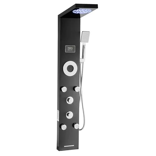 Offerta a tempo: VEVOR Pannello Doccia con Sistema a Torre con Soffione a Pioggia, LED, Colonna Doccia in Acciaio Inox Spazzolato da 1345 mm Rubinetto a 6 Funzioni, con 5 Getti Corporei, Doccetta, Beccuccio per Vasca - 18% da 146.99 € a 119.90 €