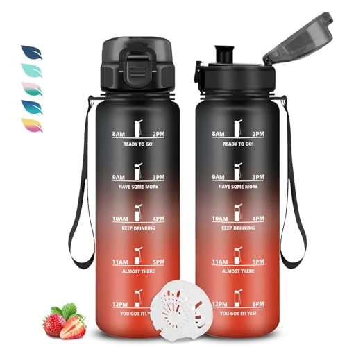 Offre limitée : Grsta Gourde 1l, Gourde Sport, Anti-Fuite, Bouteille Motivation, Bouteille Adulte avec Slogan de Motivation, Water Bottle Graduée, Facile à Nettoyer, Water Bottle pour Running, Voyage, École, Yoga de 17.99 € à 17.99 € (0.00% de remise)