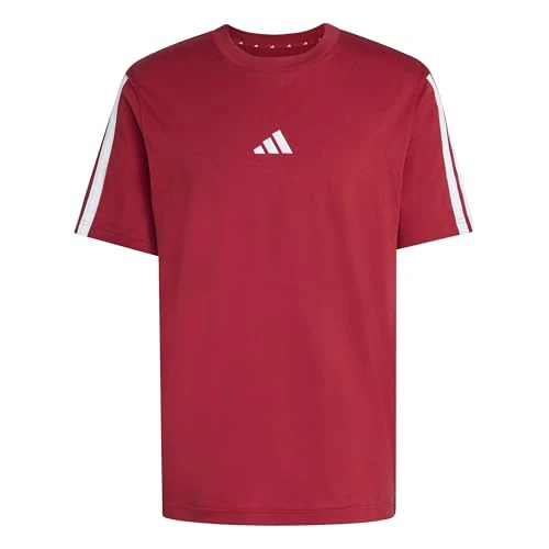 adidas Herren Essentials Three Stripes Single Jersey Tee, Active Maroon/White, S